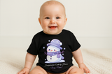 Personalized Baby T-Shirt | Cute Snowman Design | Custom Name Winter Tee | Handpicked for Earth by Heaven | Newborn Gift Black