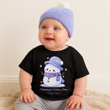 Personalized Baby T-Shirt | Cute Snowman Design | Custom Name Winter Tee | Handpicked for Earth by Heaven | Newborn Gift Black