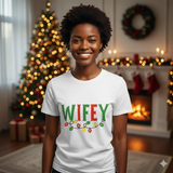Christmas Wifey Shirt - Funny Holiday Light T-Shirt Gift for Wife | Newlywed Christmas Tee