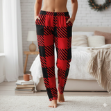 Cozy Red & Black Buffalo Plaid Women's Pajama Pants | All-Over Print Sleepwear Loungewear