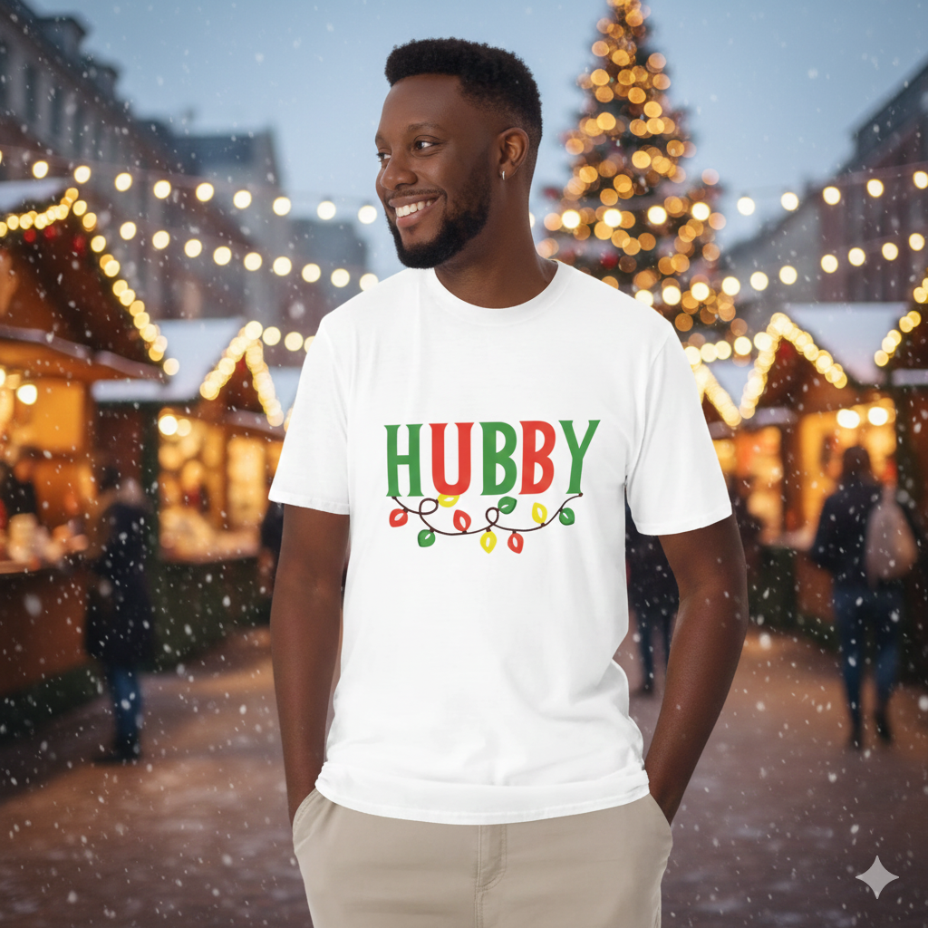 Christmas Hubby Shirt - Holiday Light T-Shirt Gift for Husband | Matching Couple Christmas Tee