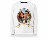 Custom Couple Cartoon Sweatshirt - "Our Grand Journey" Personalized Portrait Pullover - Anniversary Gift for Boyfriend, Girlfriend, or Spouse - Always Side By Side Romantic Crewneck
