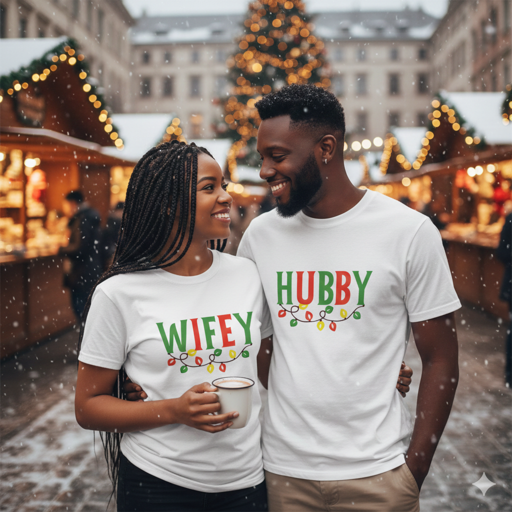 Christmas Hubby Shirt - Holiday Light T-Shirt Gift for Husband | Matching Couple Christmas Tee