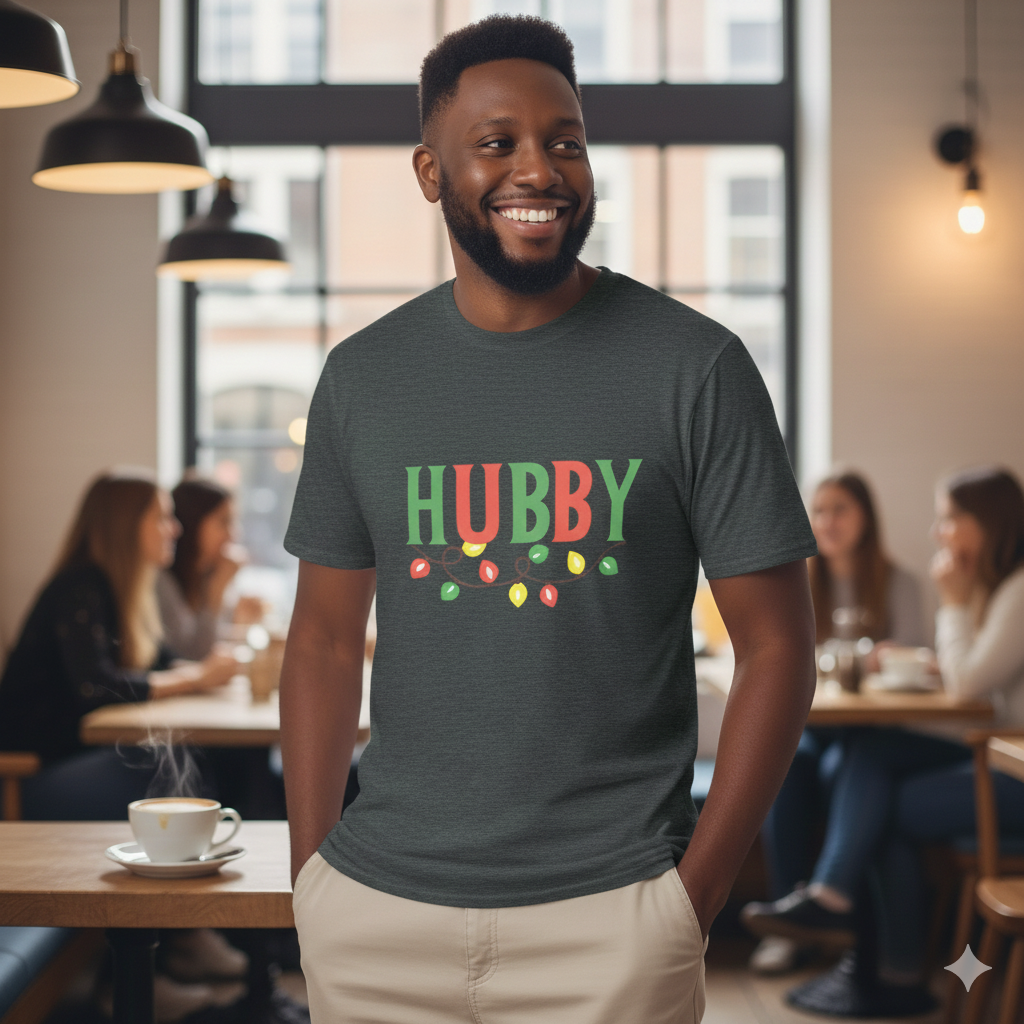 Christmas Hubby Shirt - Holiday Light T-Shirt Gift for Husband | Matching Couple Christmas Tee